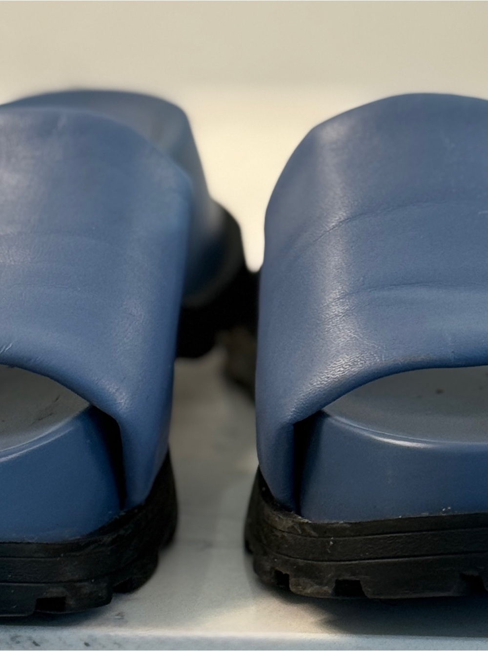 Women's Blue Slide Sandals with rubber lug outsole  worn once. - Picture 6 of 8